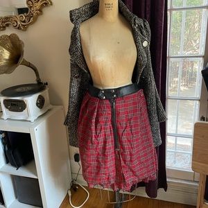 lip service plaid red skirt